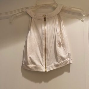 White white crop top high neck